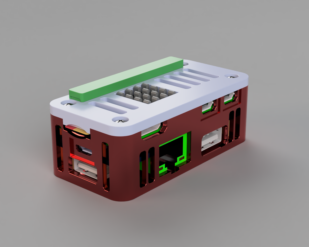 Raspberry Pi Zero 2W Case for Waveshare Ethernet / USB Hub HAT (20416) – Ventilated, Full Port Access