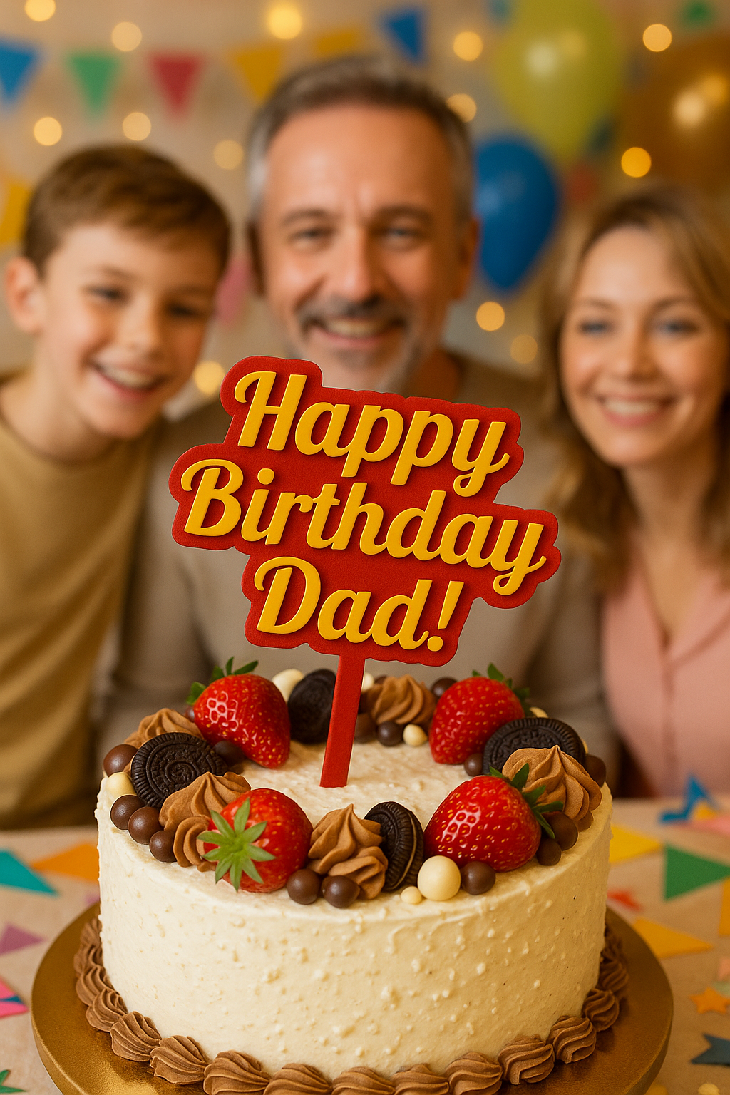 Happy Birthday Dad Cake Topper – 3D Printable Celebration Decoration (3MF File)