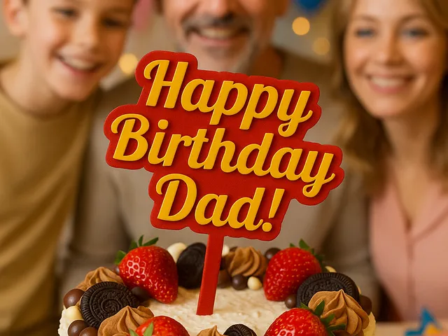Happy Birthday Dad Cake Topper – 3D Printable Celebration Decoration (3MF File)