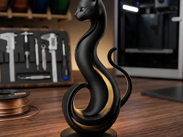 Serpentin Cat Statue