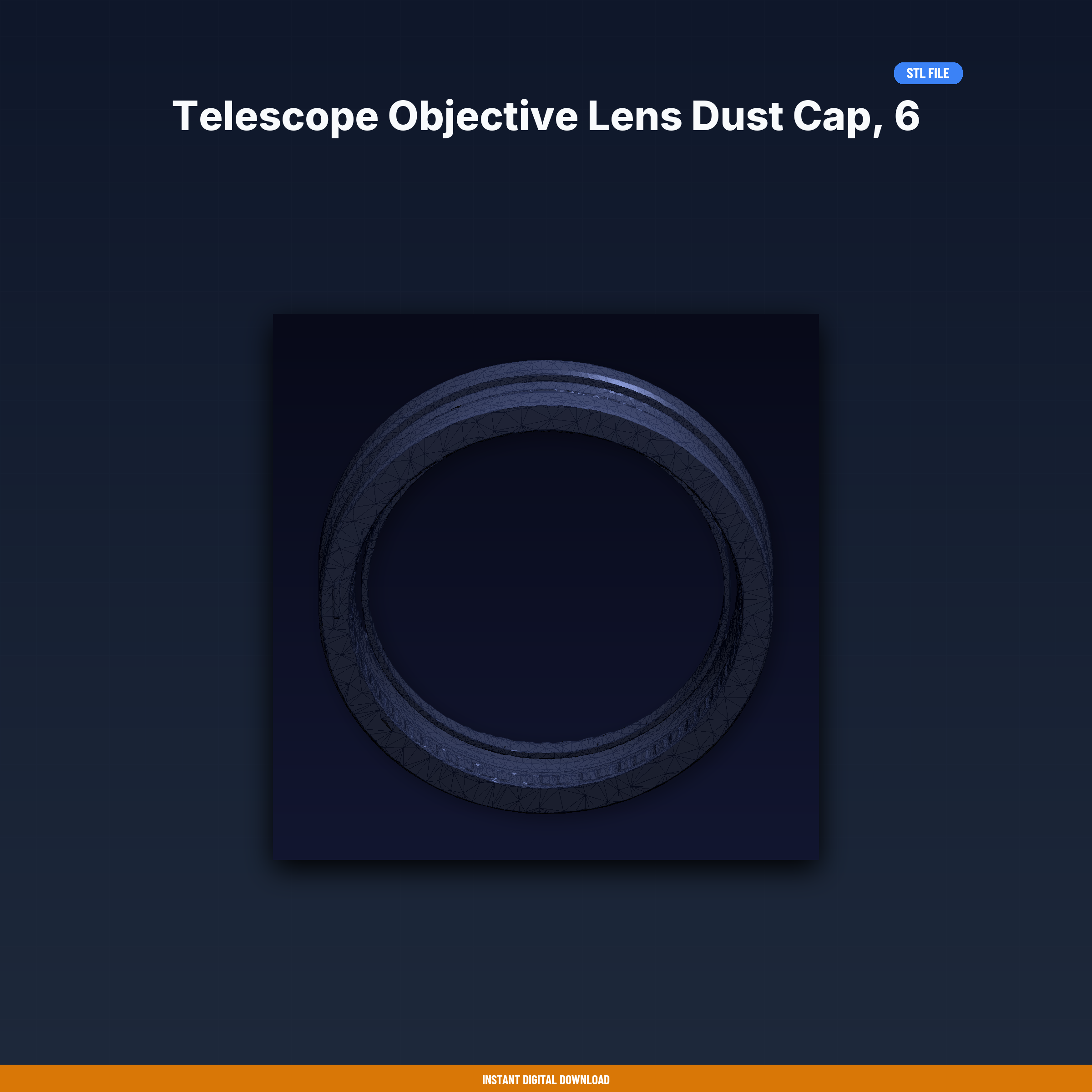 Telescope Objective Lens Dust Cap, 6 Inch Diameter, Protective Cover - 3D Printable STL File
