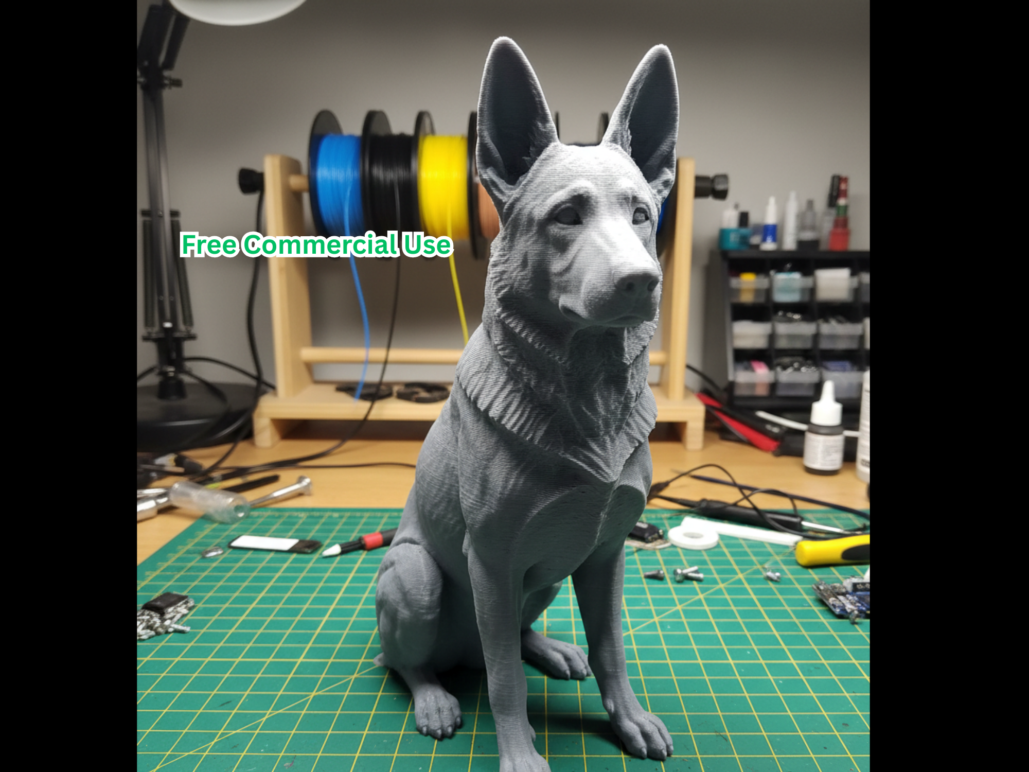 Realistic German Shepherd Sitting Dog Statue