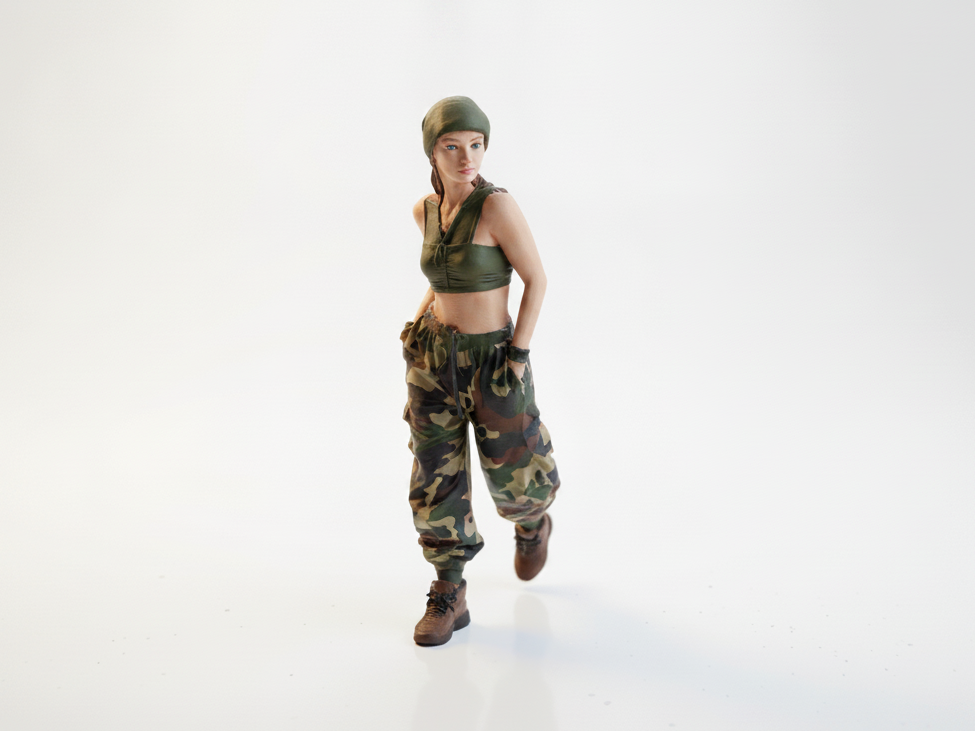 Cargo Pants Girl Figurine Female Character 3D Printable