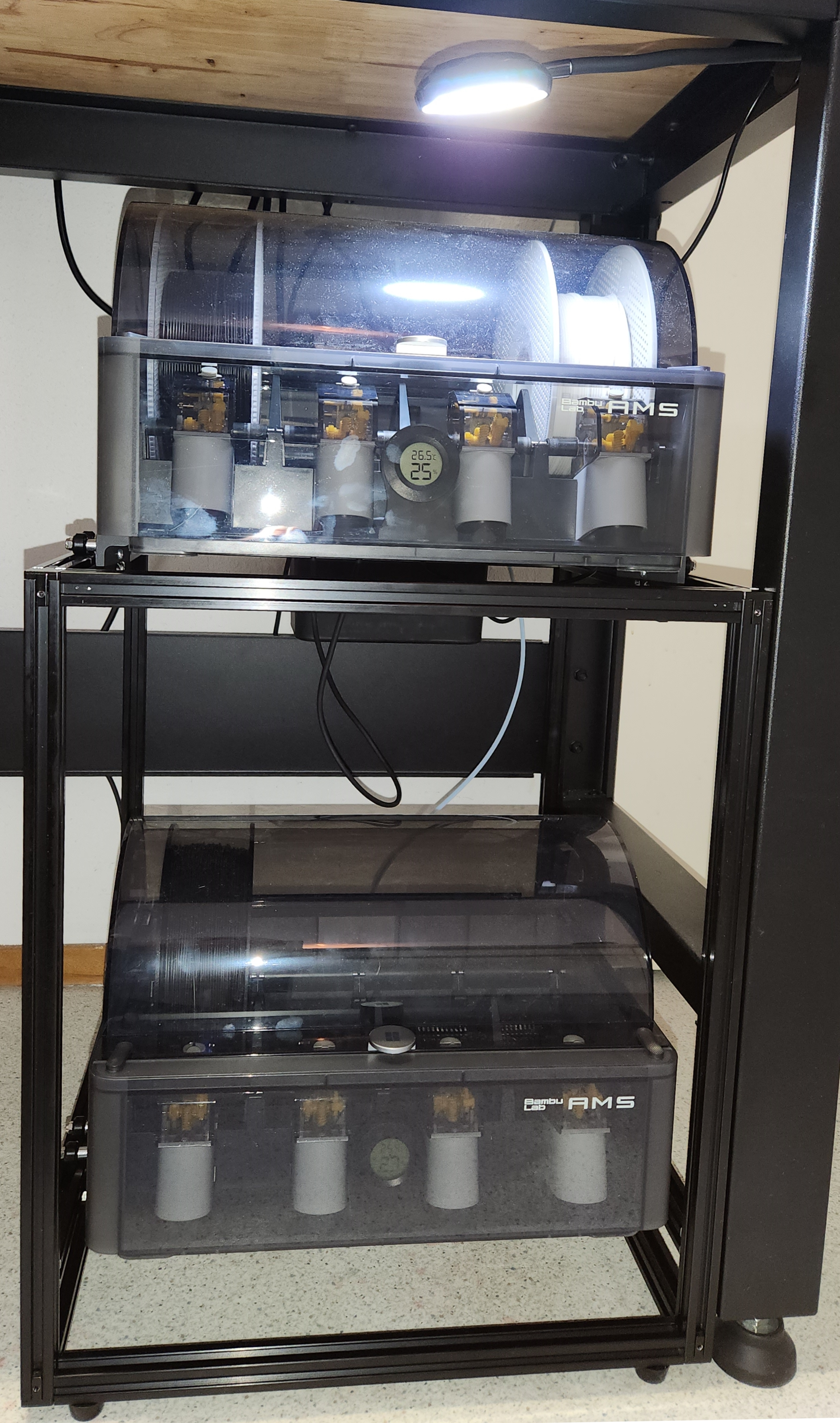 Bambulab AMS bracket for 2020 v-slot extrusions mounted on sliders