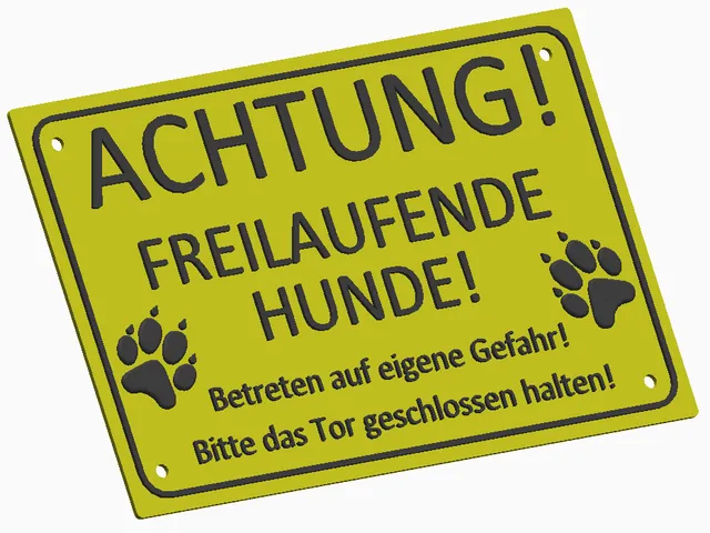 Schild Achtung! Freilaufende Hunde