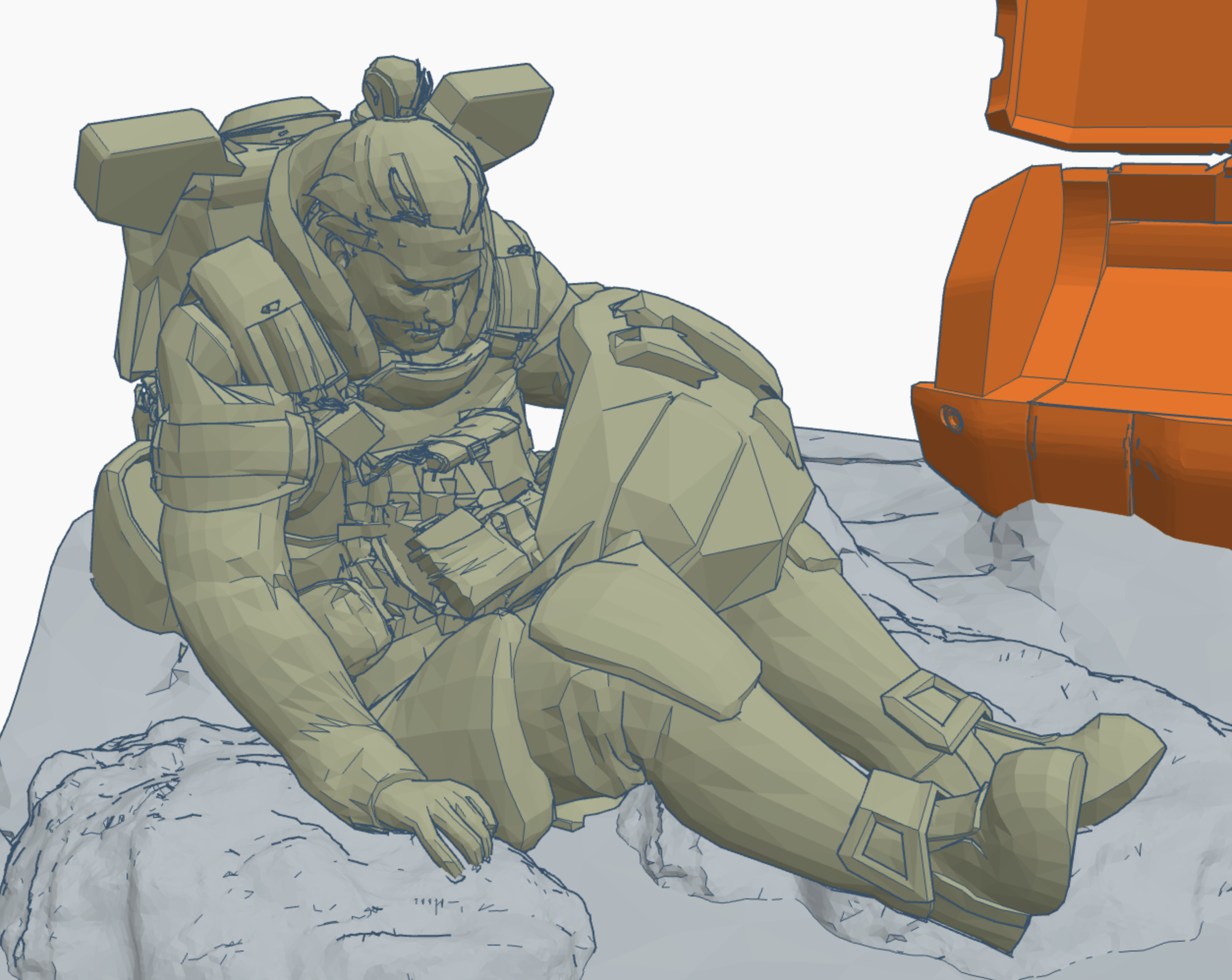 Gibraltar apex legend, posed sitting wounded