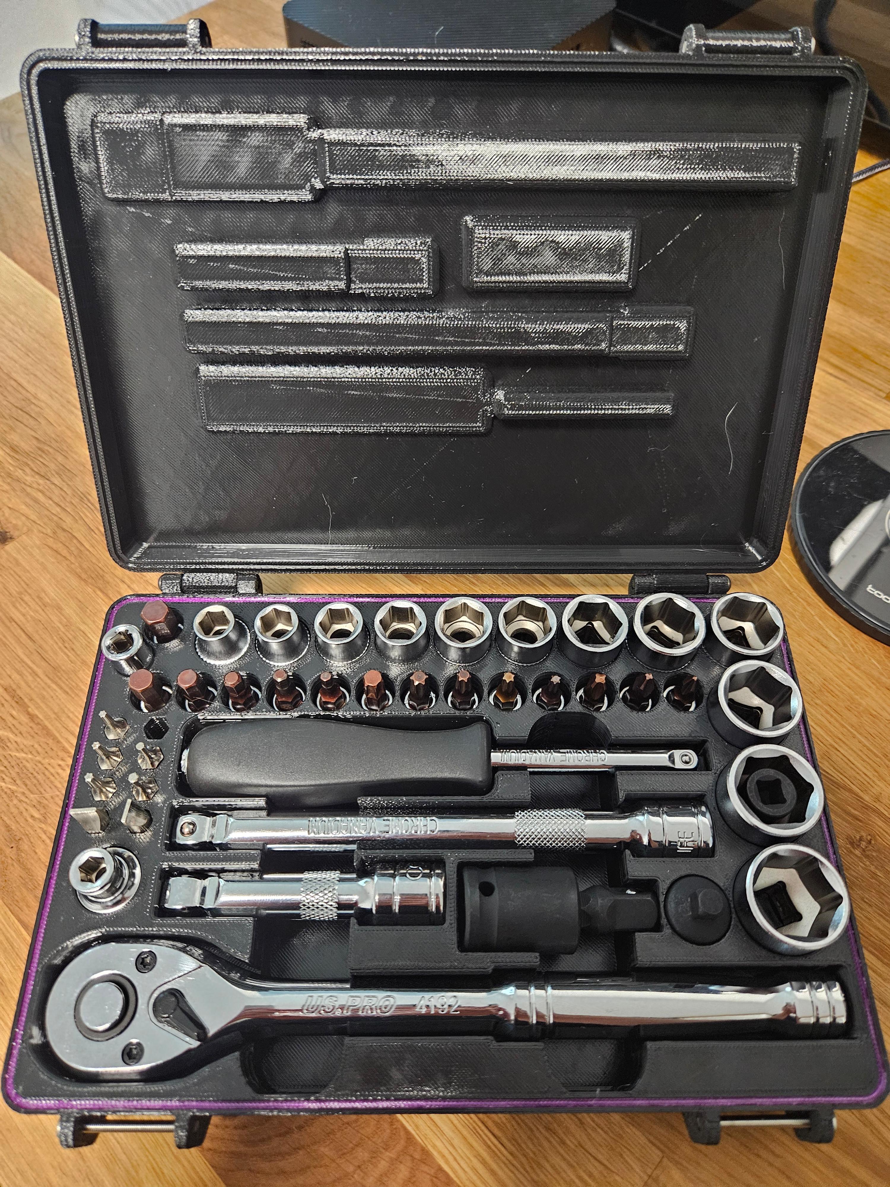 3/8 Inch Ratchet and Socket Set Rugged Box