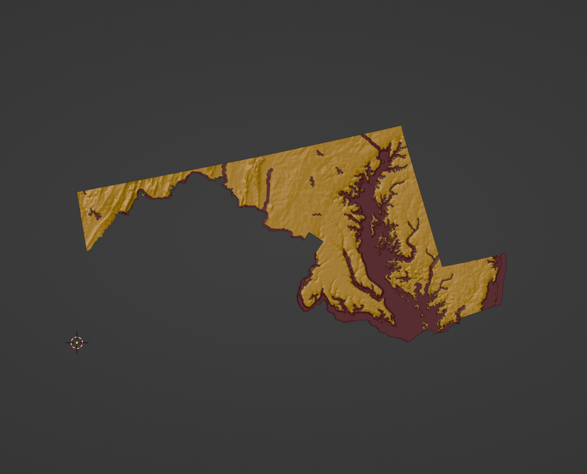 Maryland, USA (MD) Topographic Map with Rivers by ansonl Download free STL model