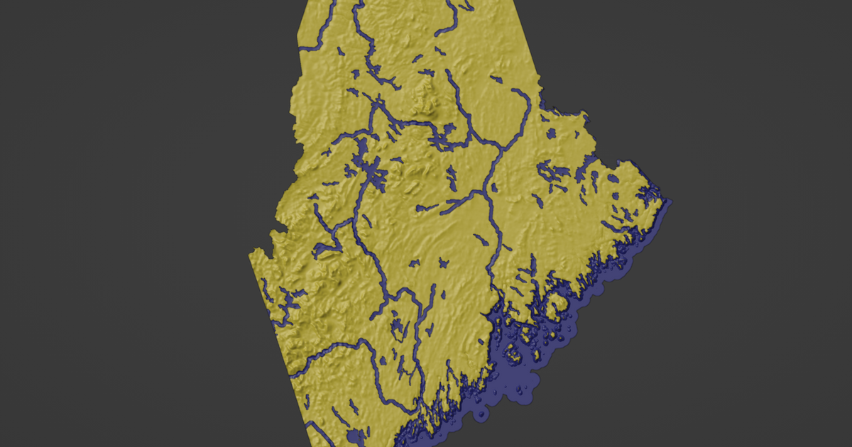 Maine USA ME Topographic Map With Rivers By Ansonl Download Free   Me Top 