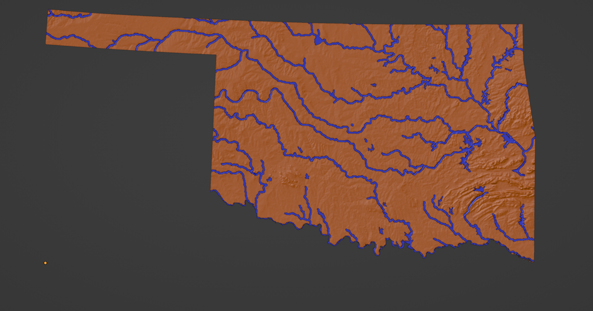 Oklahoma, USA (OK) Topographic Map With Rivers By Ansonl | Download ...