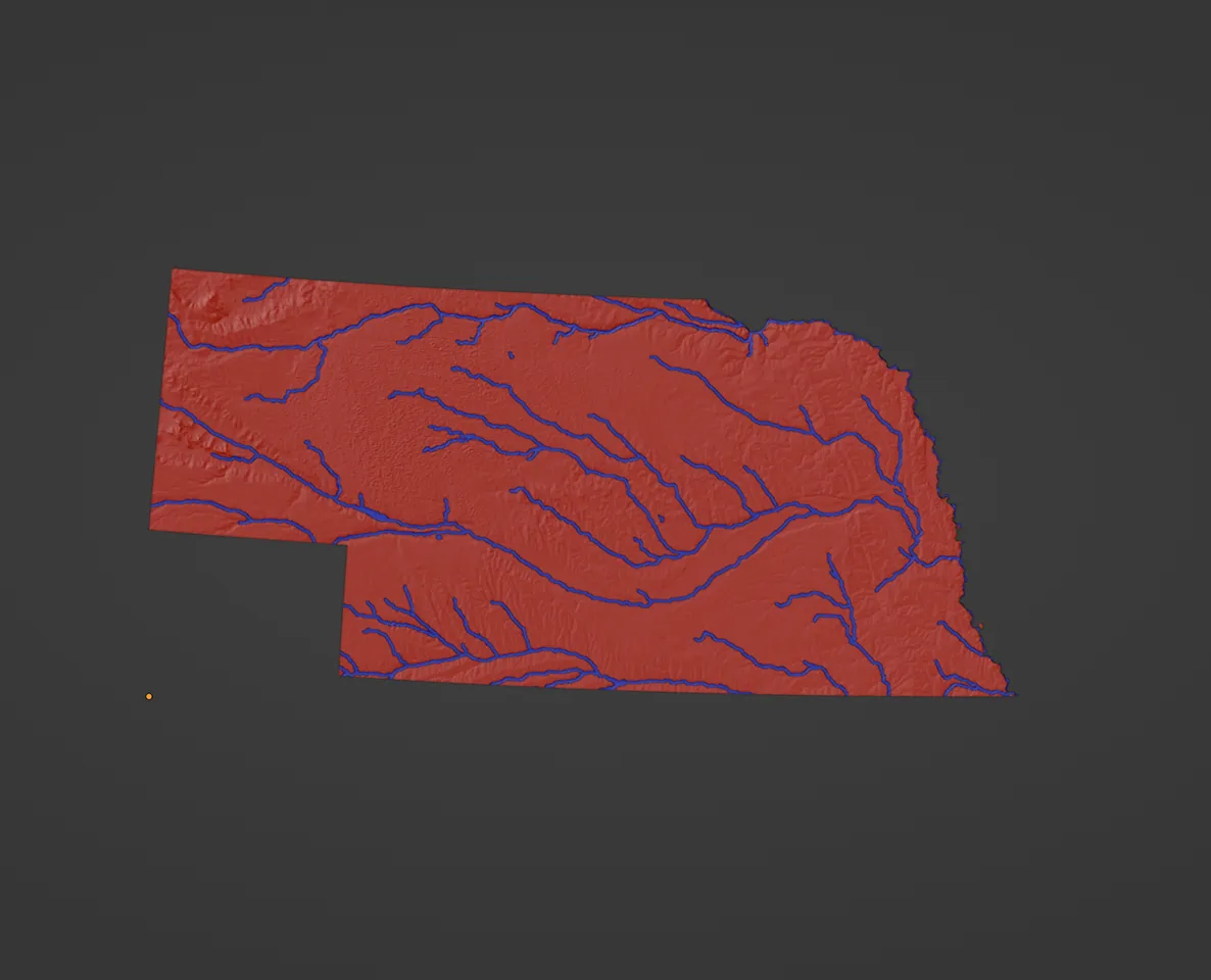 Nebraska, USA (NE) Topographic Map with Rivers by ansonl | Download ...