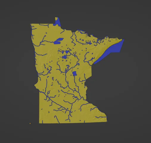 Minnesota, USA (MN) Topographic Map with Rivers