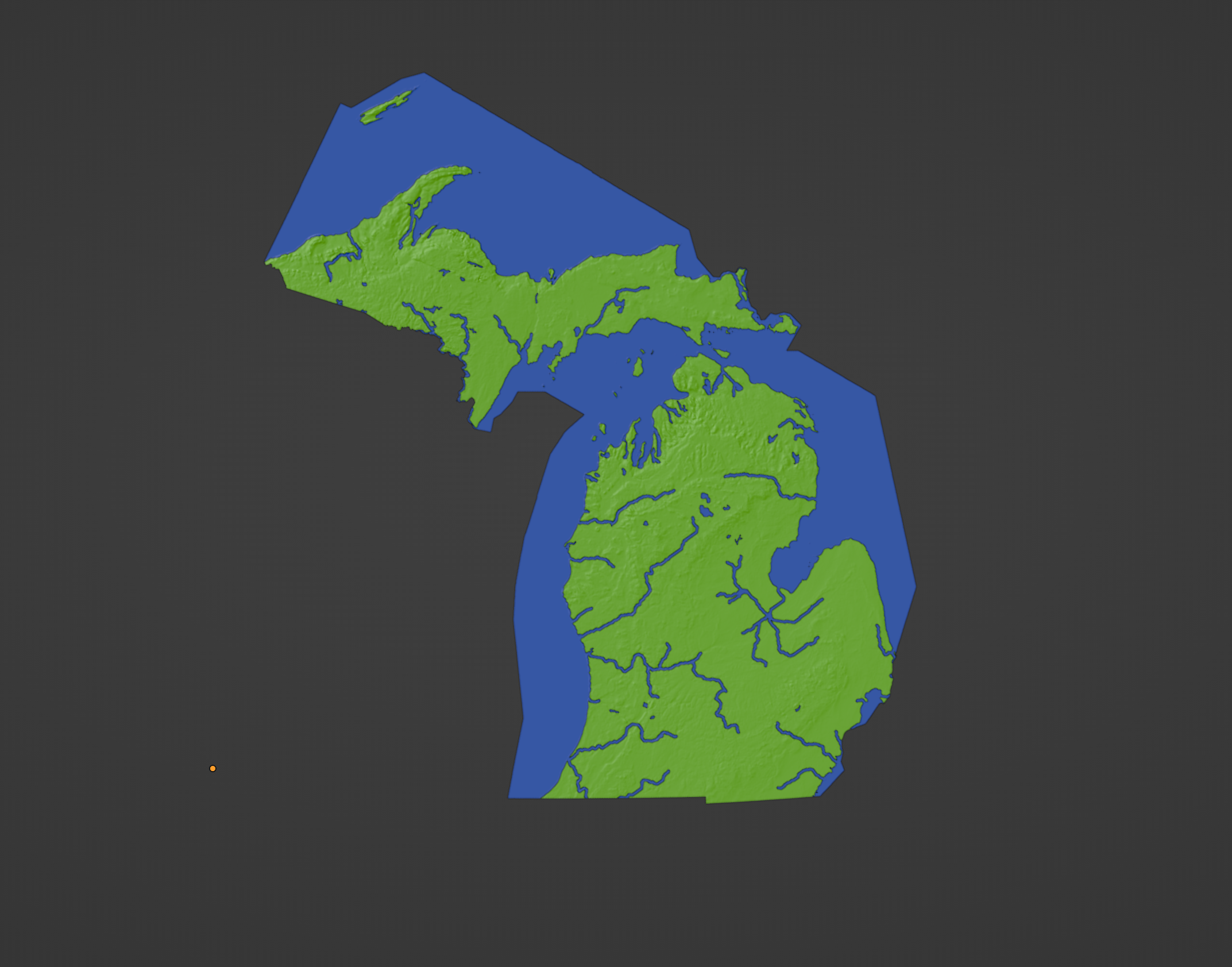 Michigan USA MI Topographic Map With Great Lakes And Rivers By   Mi Top 