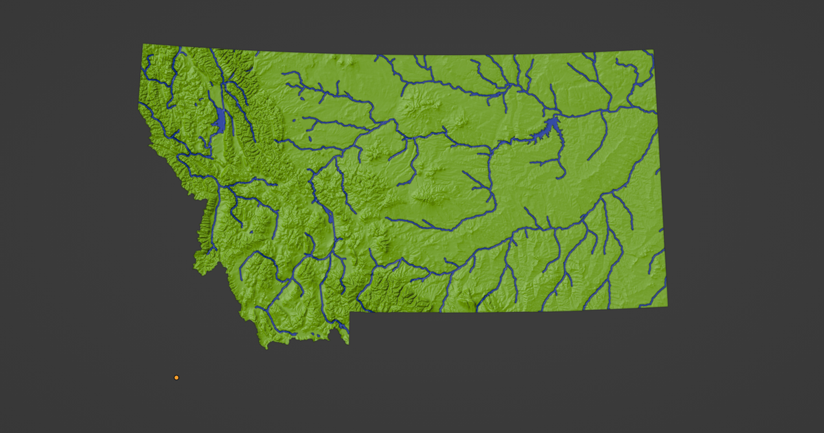 Montana, USA (MT) Topographic Map with Rivers by ansonl Download free