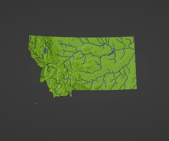 Montana, USA (MT) Topographic Map with Rivers