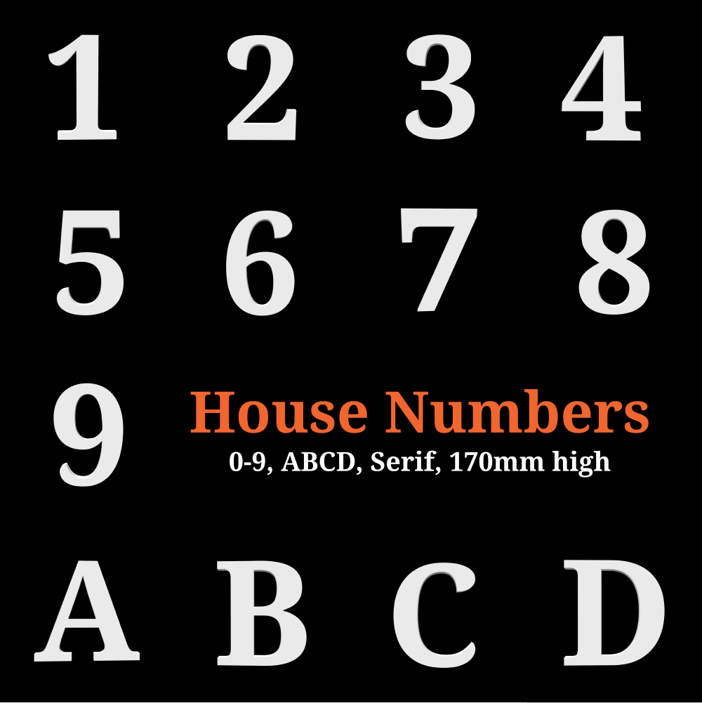 House Numbers Collection / 0-9 / ABCD / 170mm height / Serif by Weshape ...