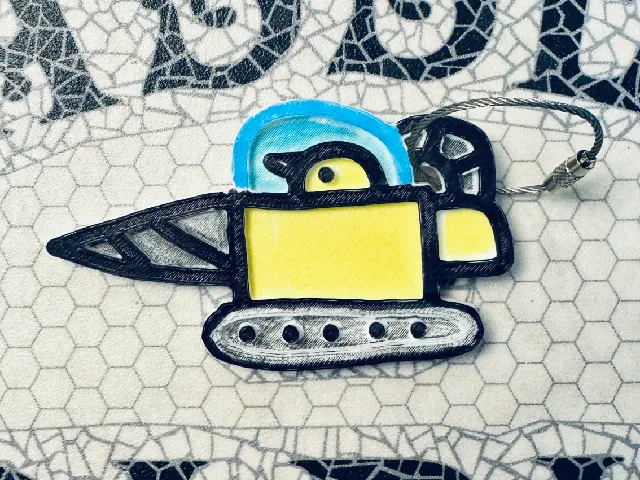 drill tank canary bird keychain