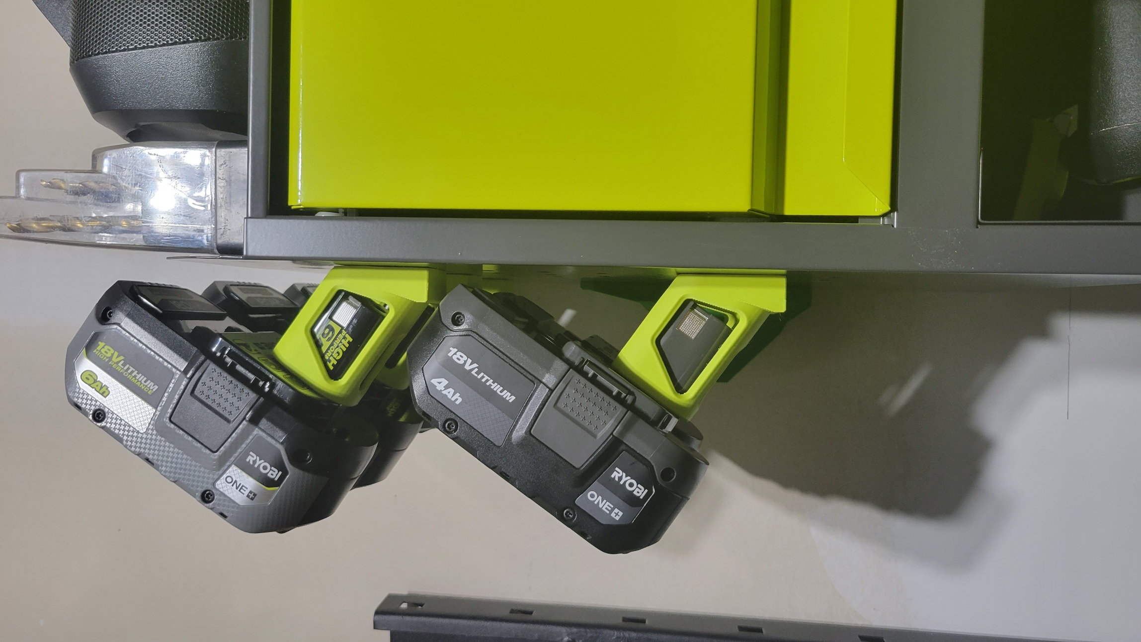 Ryobi Battery Holder for Ryobi wall mounted shelf cabinet 3D model thumbnail