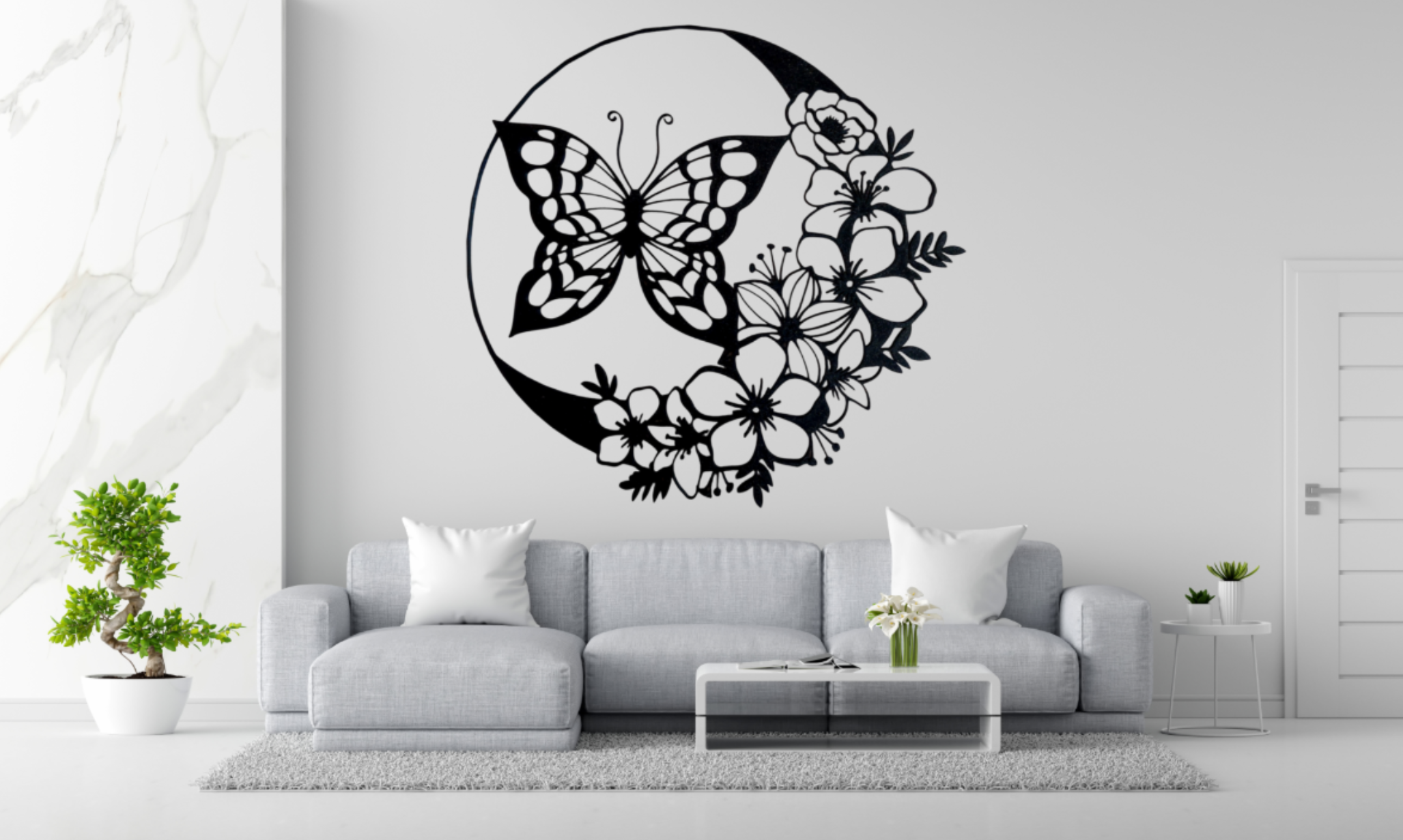 WallArt Butterfly Flowers 003