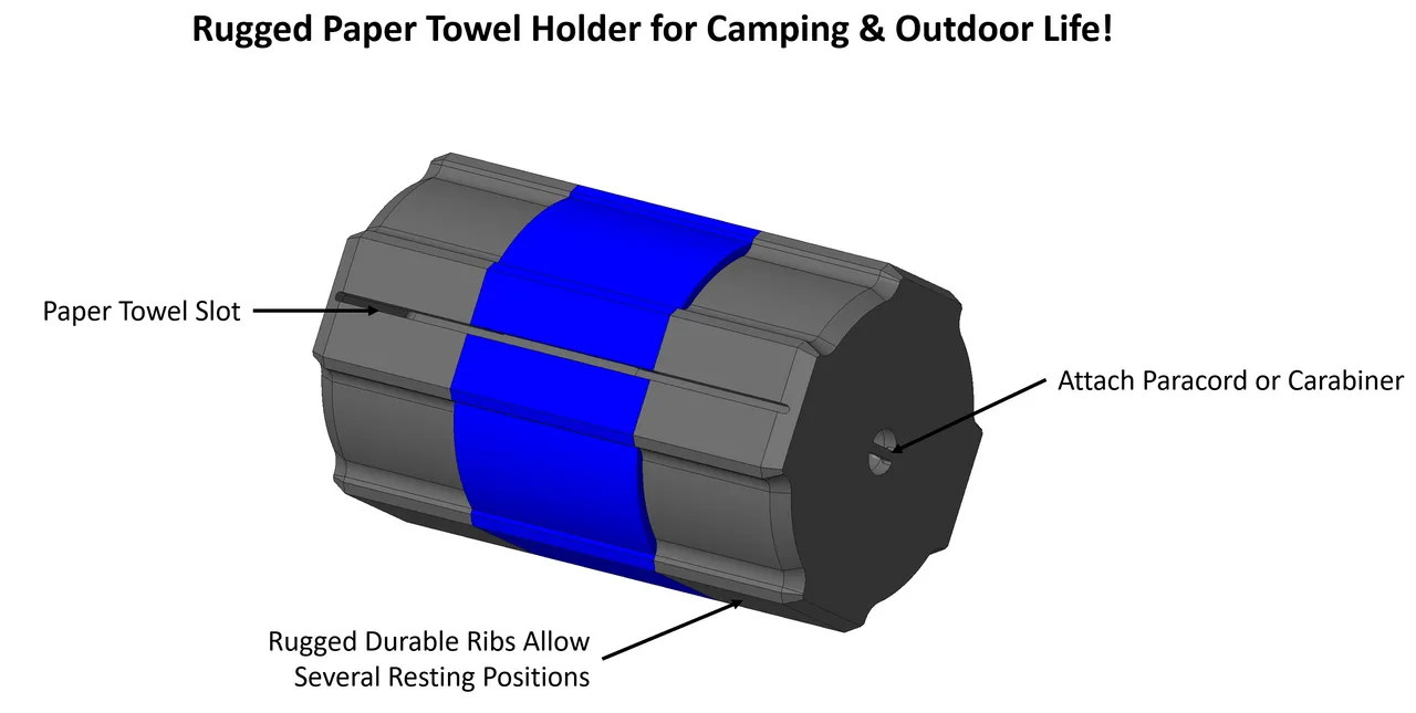 Rugged Paper Towel Holder for Camping & Outdoors by BotanicalWorm99, Download free STL model