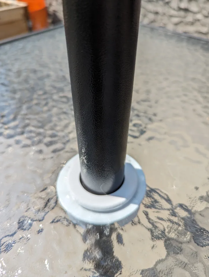 insert for patio table umbrella Tray designed to fit most standard patio table holes Patio Umbrella Insert For Glass
