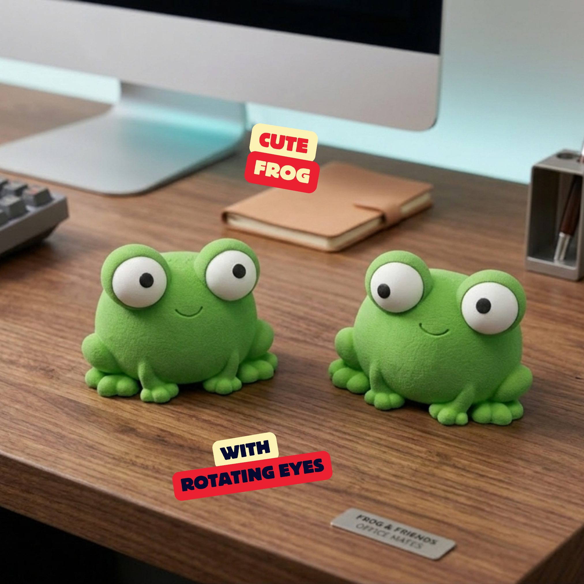 CUTE FROG WITH ROTATING EYES (NO AMS) / CUTE GROG SCULPTURE / BUDDY / FROGS / SHLEFDECOR
