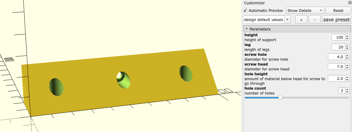Parametric Corner Support