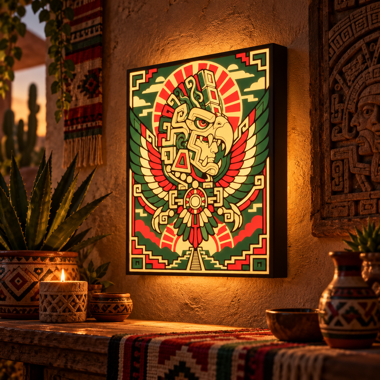 Aztec Eagle Mexico Light Box