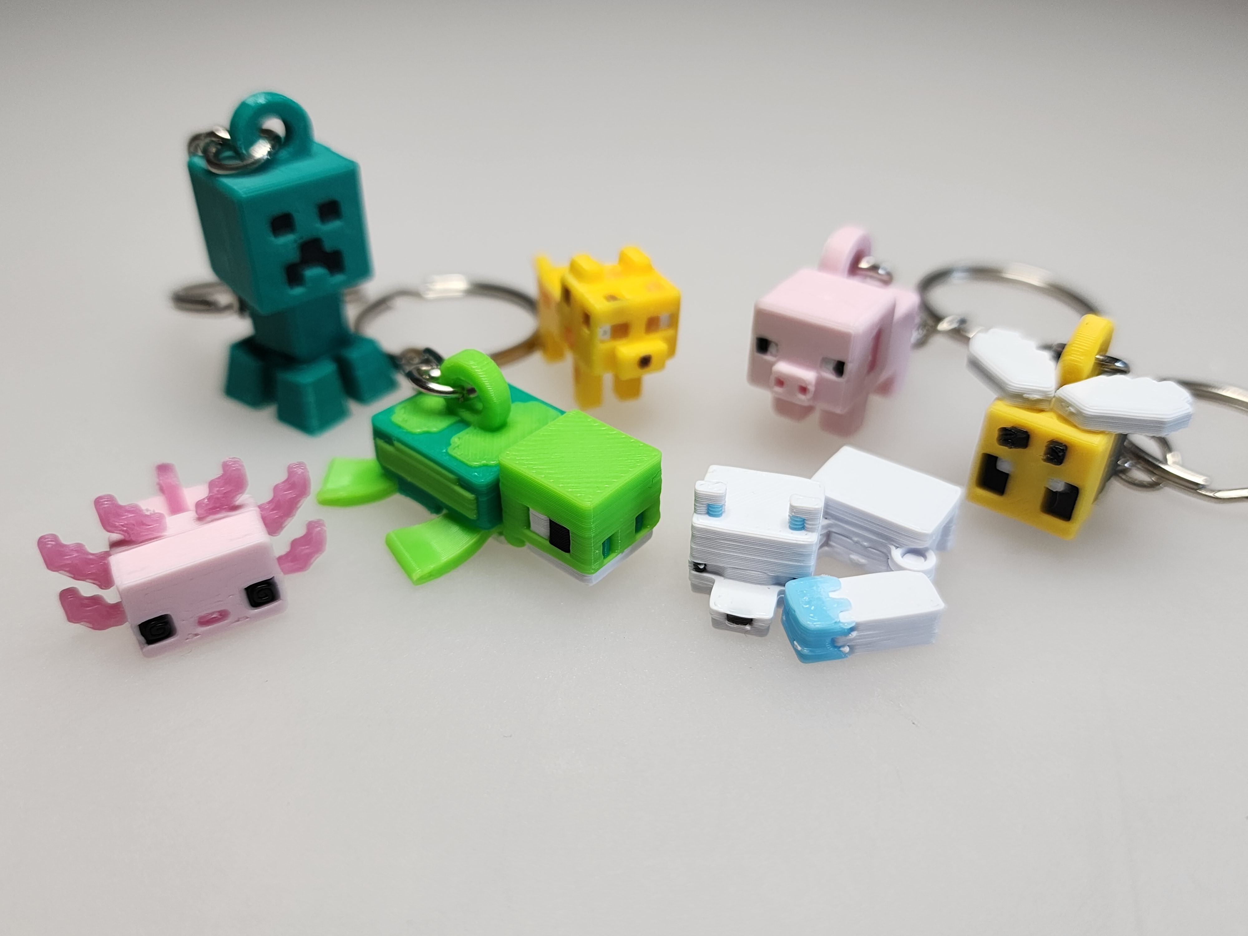 Minecraft-inspired Turtle Mini Figure Kit Card  Keychain By Chiz 