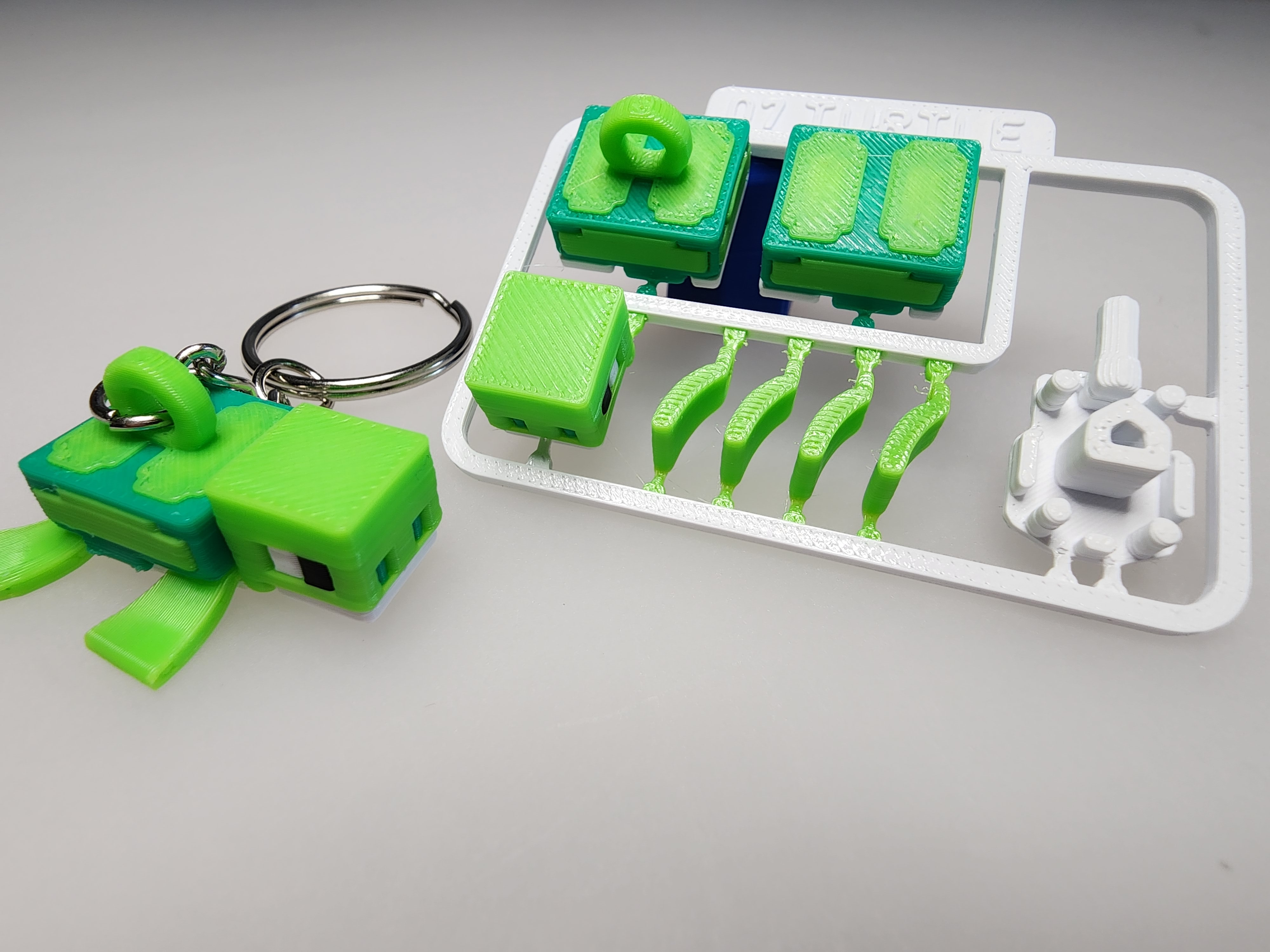 Minecraft-inspired Turtle Mini Figure Kit Card  Keychain By Chiz 