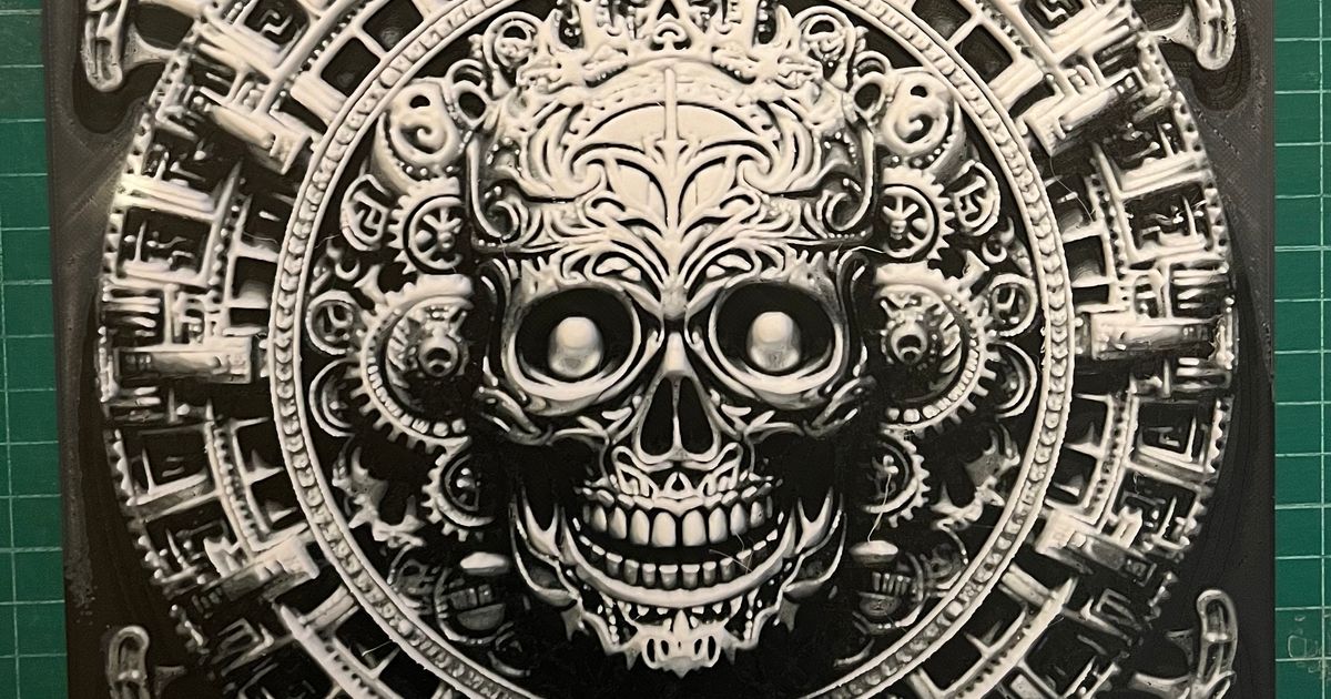 Skull with Mayan Calender inspired Background by Hamanncheese Skull with Mayan Calender inspired Background by Hamanncheese