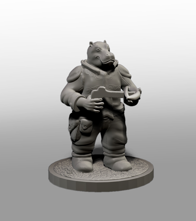 Hippo-folk DnD miniature