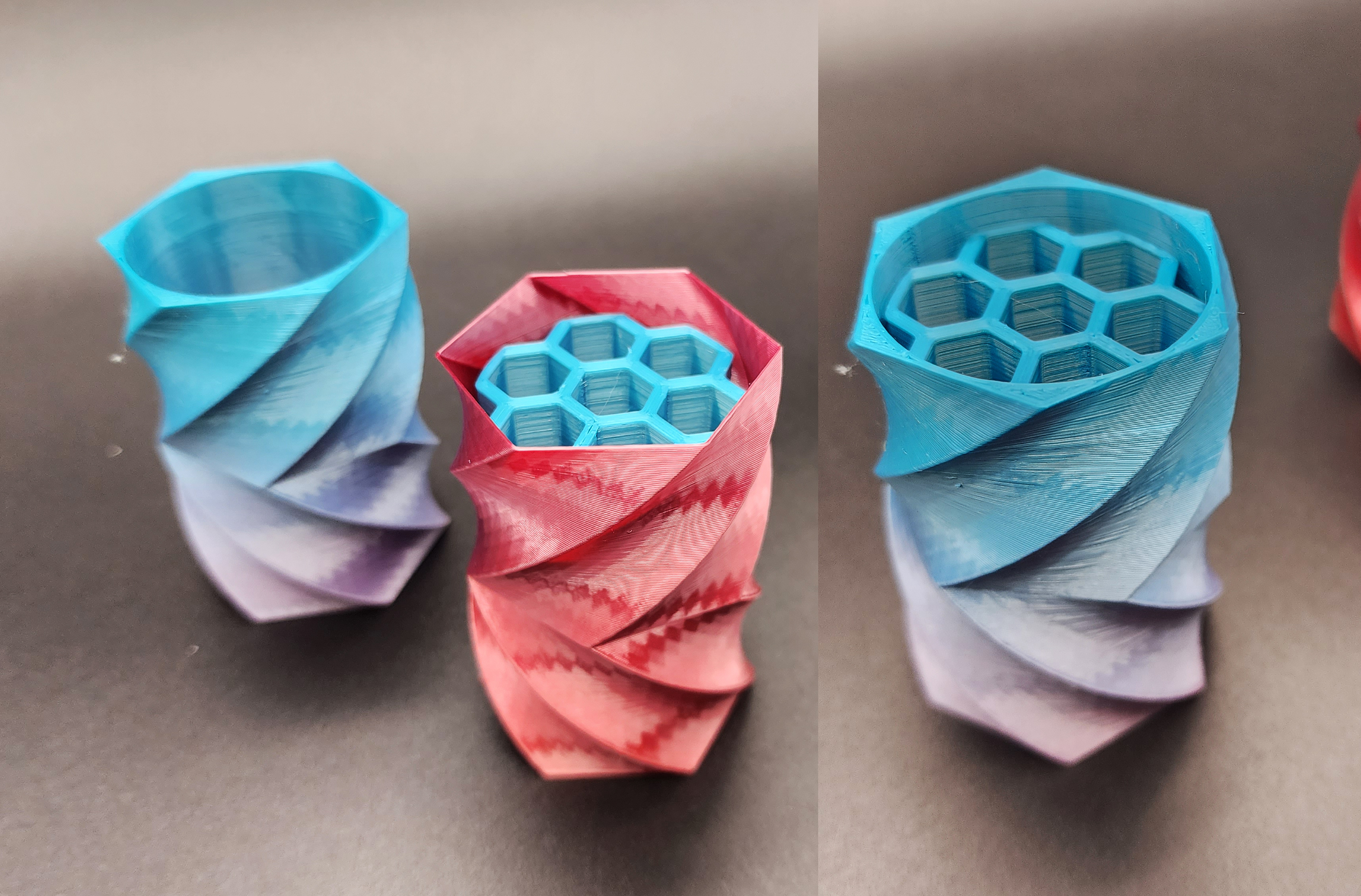 Hex Twist Vase w/divider Solid & Vase Mode
