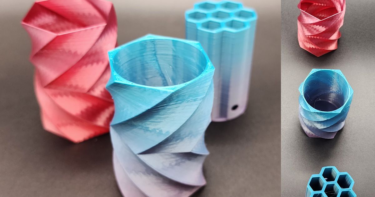 Hex Twist Vase w/dividers Solid or Vase Mode by Triple G Workshop ...