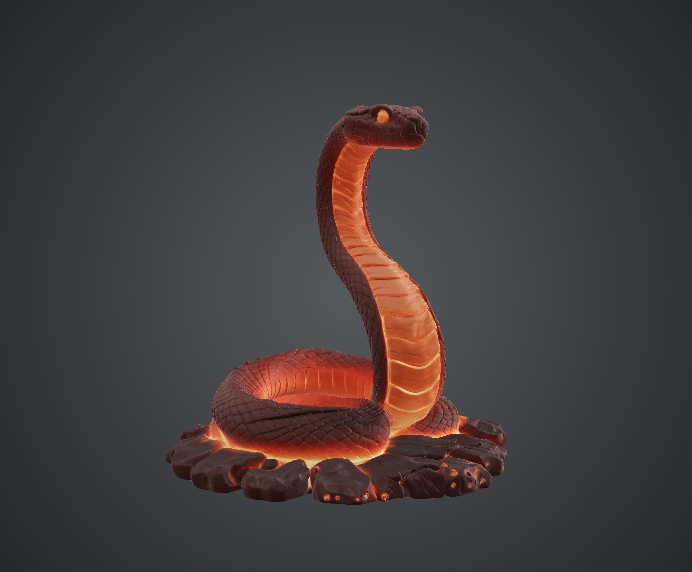 Molten Lava Snake – Fiery Serpent Creature 3D model