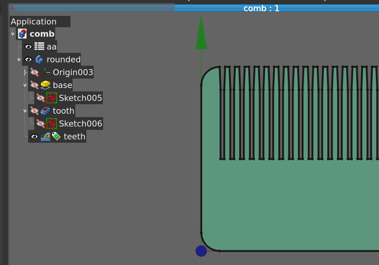 freecad exercise making a basic comb