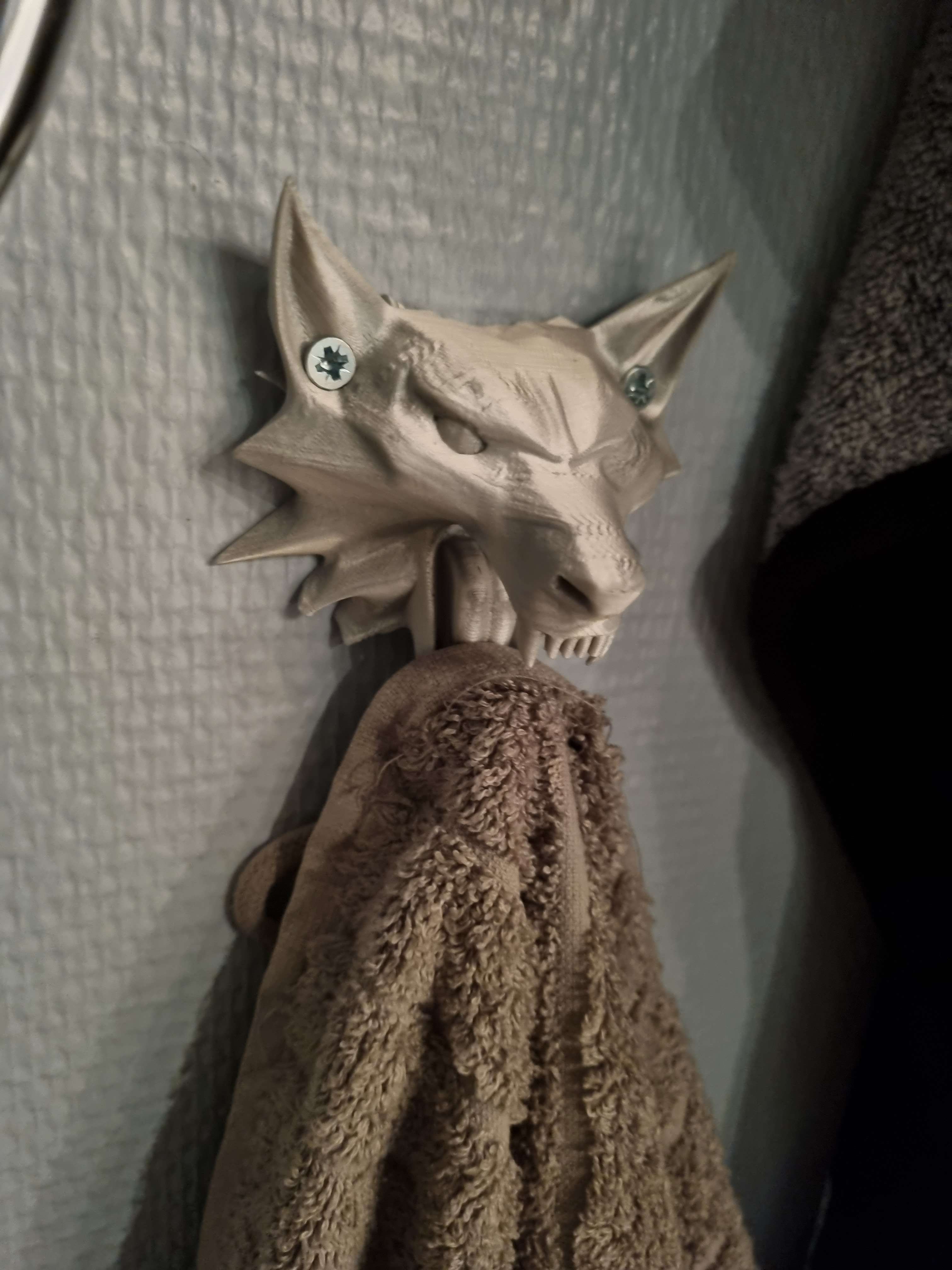 Witcher 3 medallion towel hook with screw holes