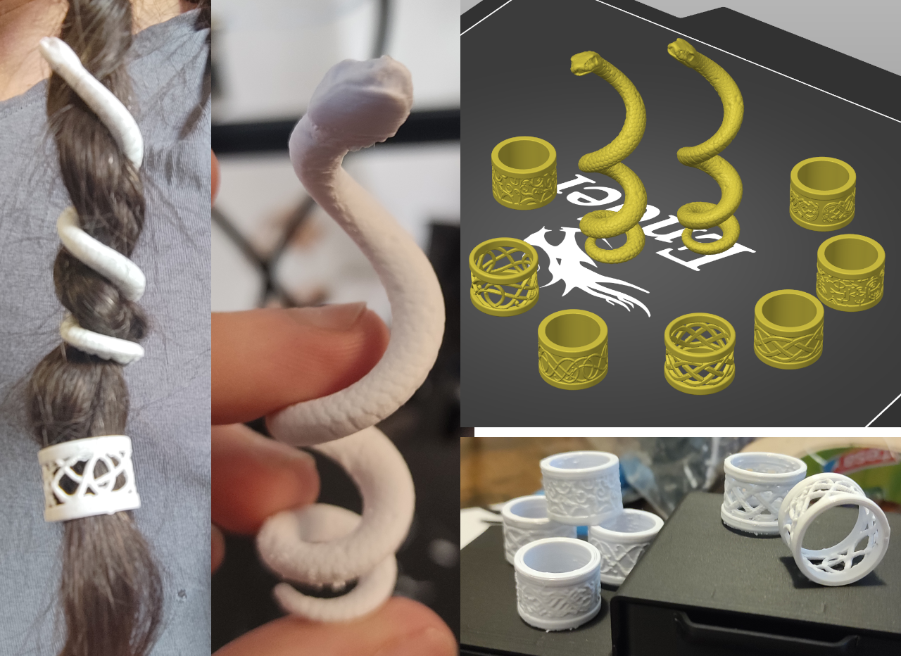 Viking / Jormungandr hair braid coil and beads