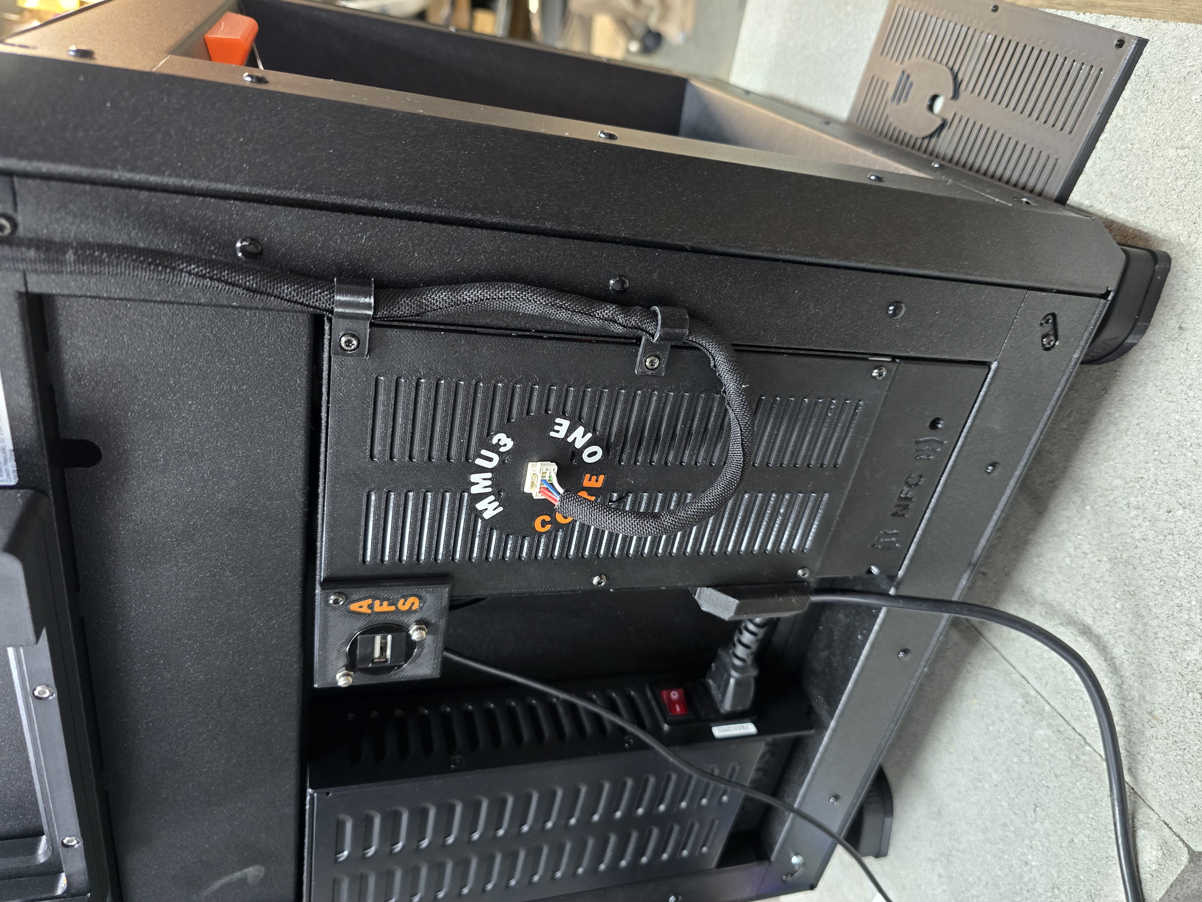 Prusa Core One Electronics Cover With Quick Release MMU3 Cable Socket