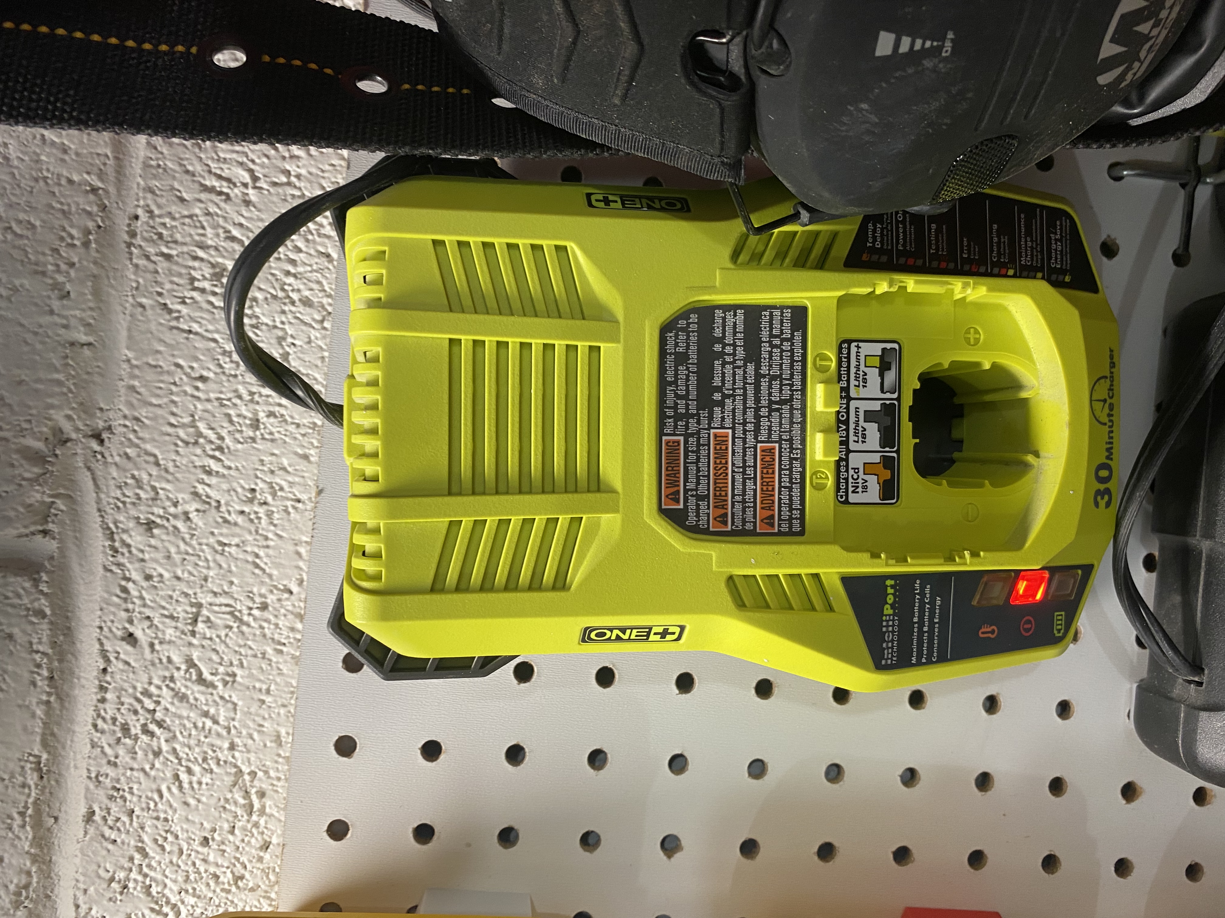 Ryobi P117 Charger Pegboard mount