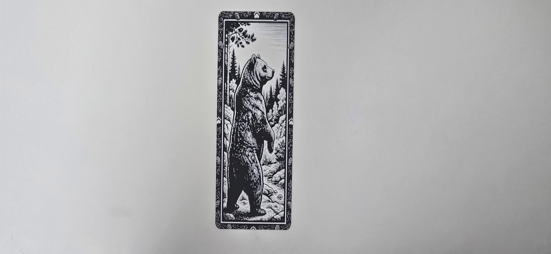 Black and White Forest Bear Bookmark Art