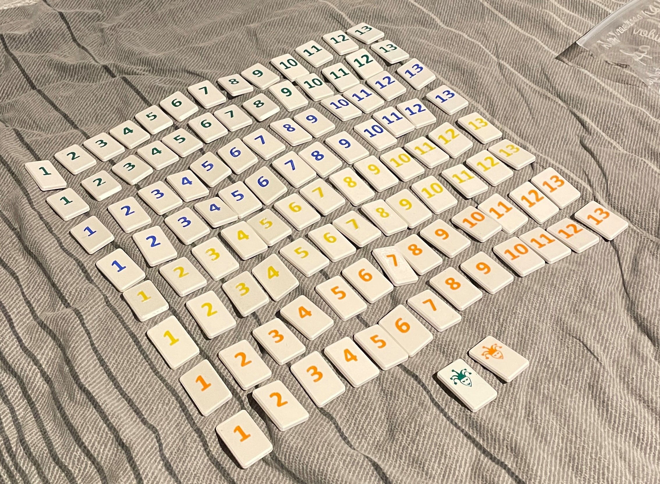 Rummikub tiles multi color