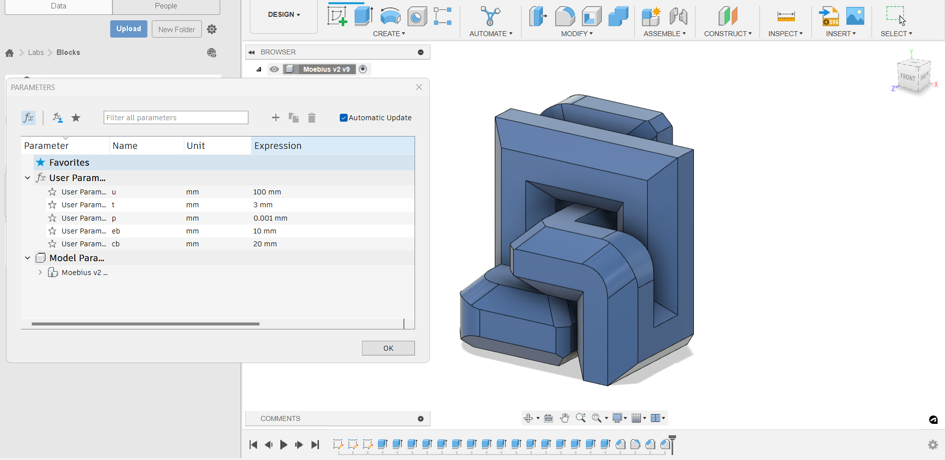 Miniatura 4 do modelo 3D Parametric Möbius [Moebius] Cube