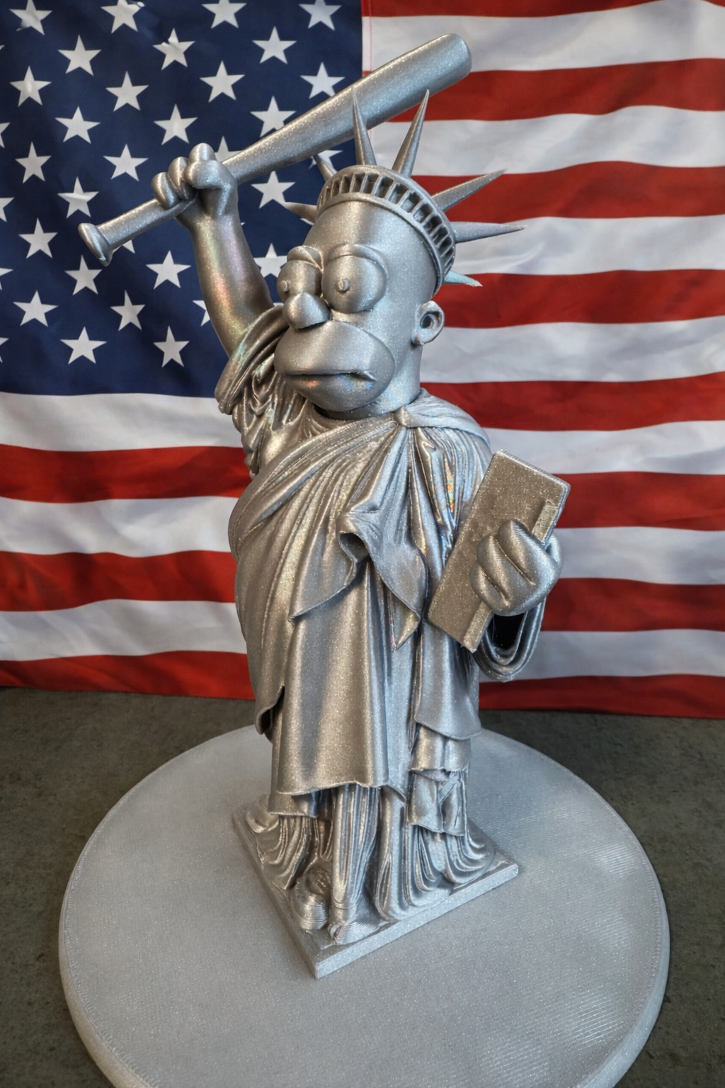 Homer Simpson as the Statue of Liberty