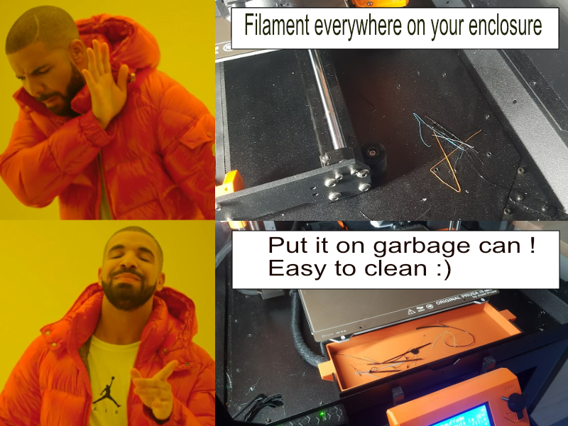 Front Garbage Can for Prusa Original Enclosure - Keep your enclosure clean !