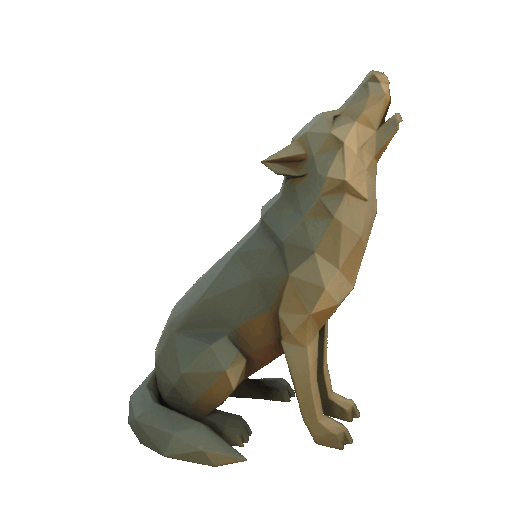 Low poly wolf howling — miniatura 2