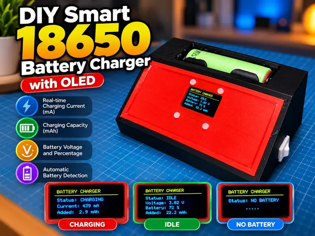 Smart 18650 Battery Charger with OLED