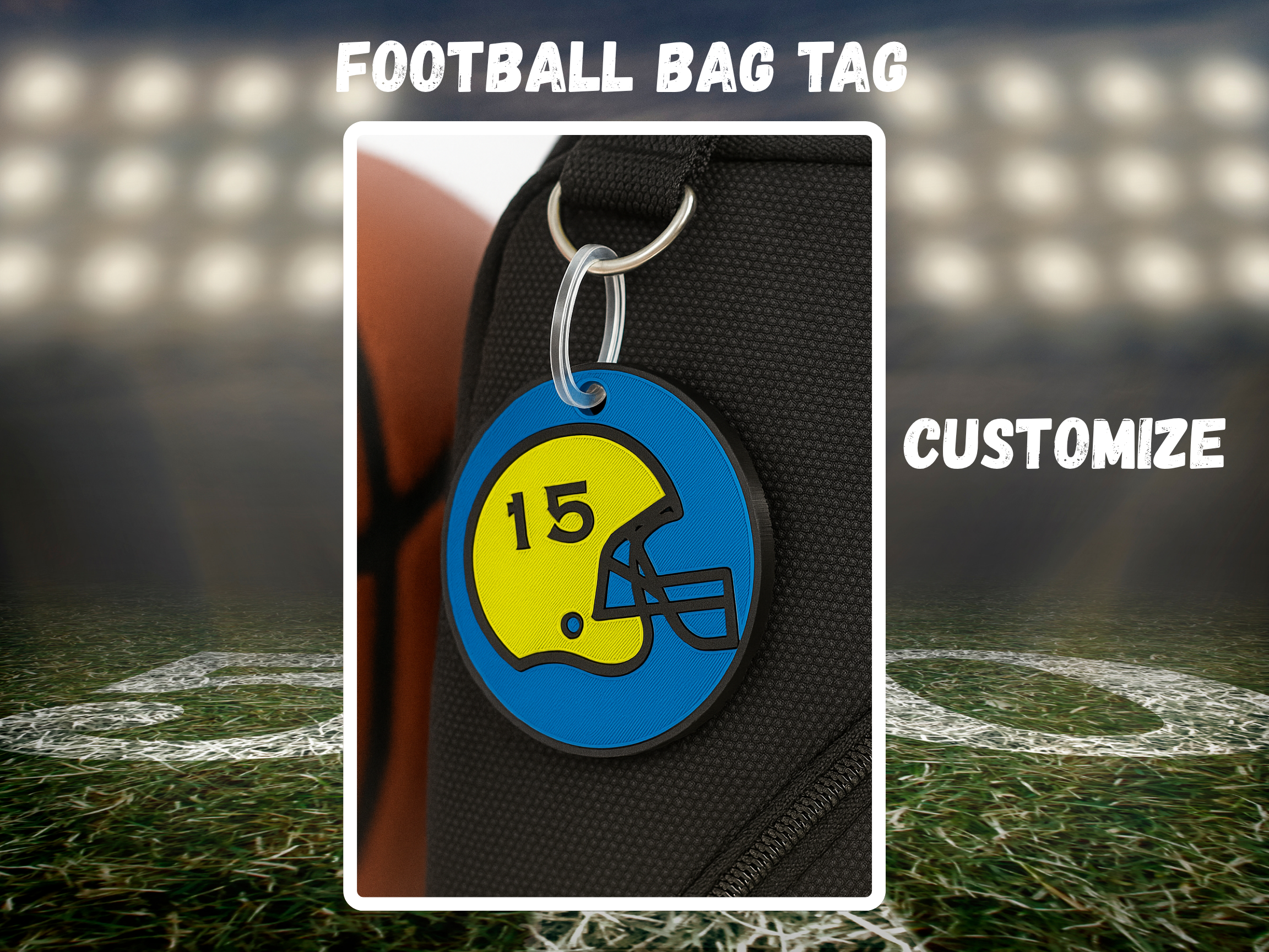 Football Helmet Bag Tag Keychain | Personalize