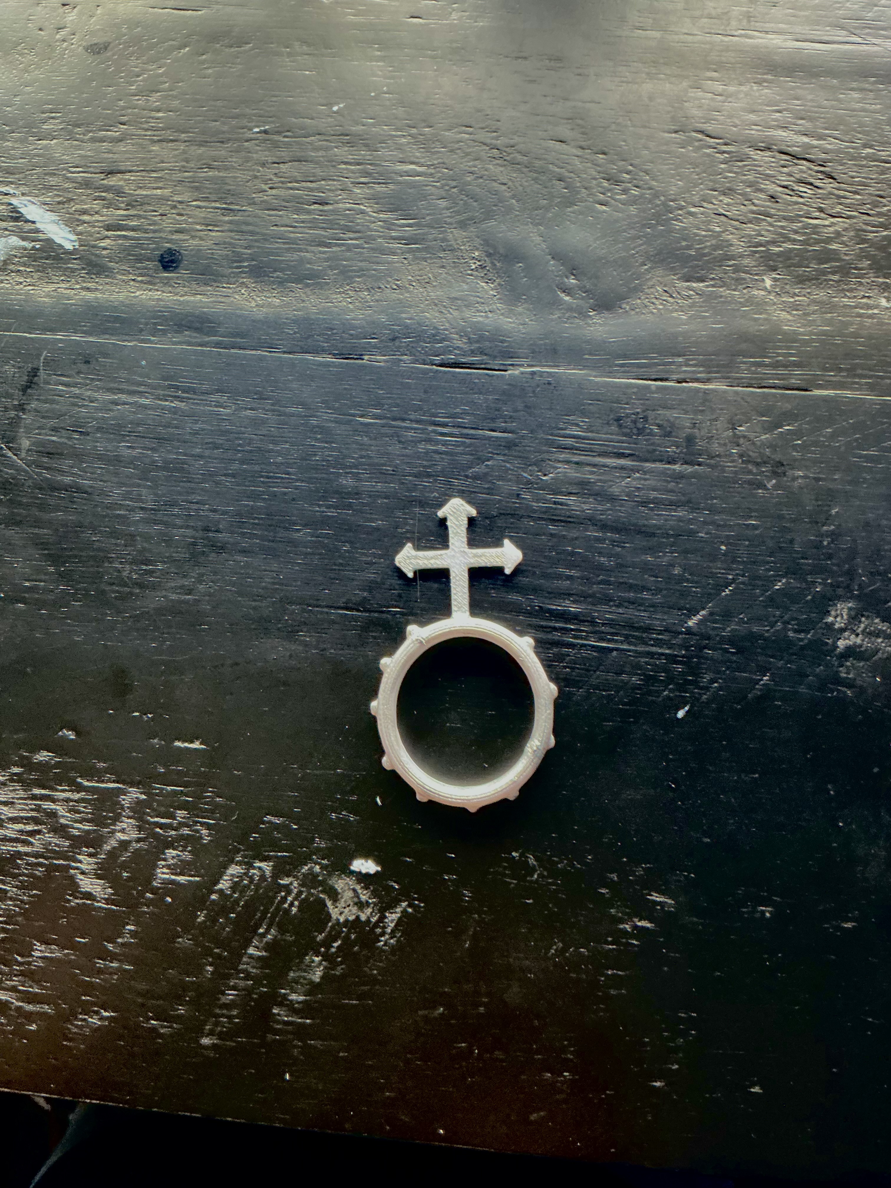 cross rosary ring