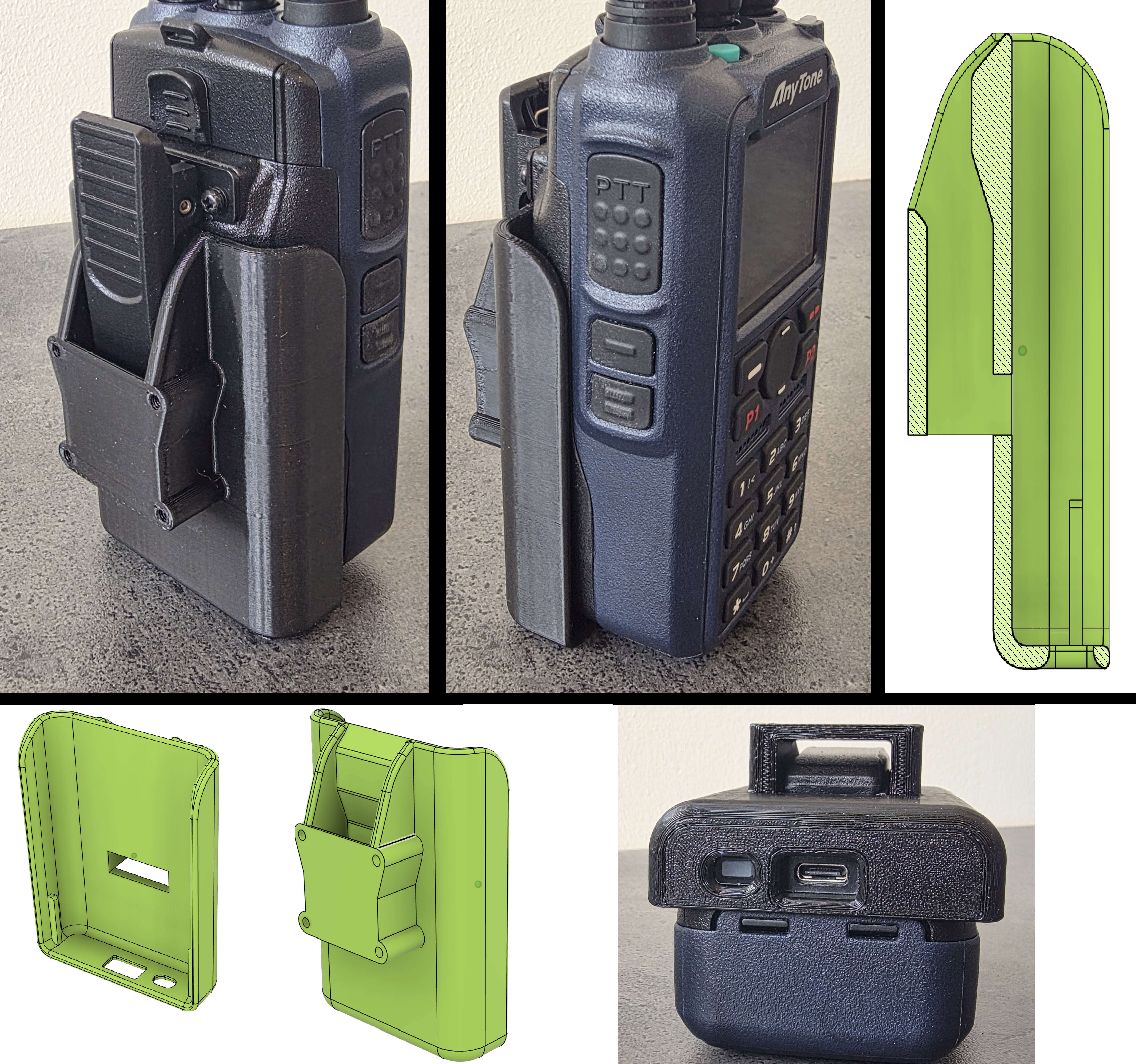 Anytone AT-D890UV / AT-D878UVII-Plus radio holder NO play, snug hold